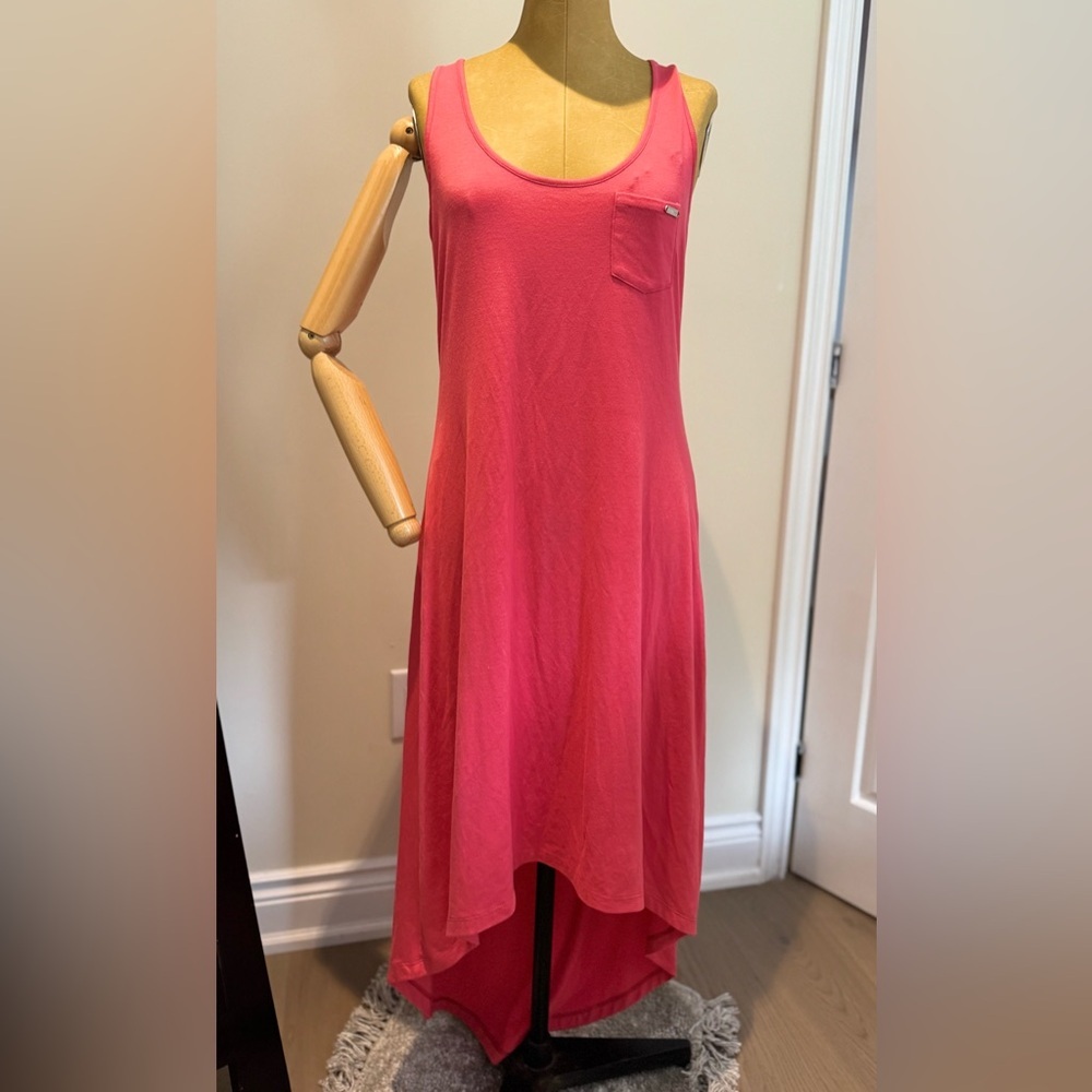 NWT GUESS Hilari solid hi-low dress, clared red (L)